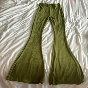 Green flare pants